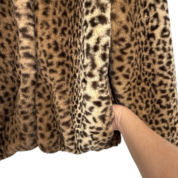 C&C California Girls Leopard Faux Fur Coat Size 14 Brown Black - Picture 5 of 11